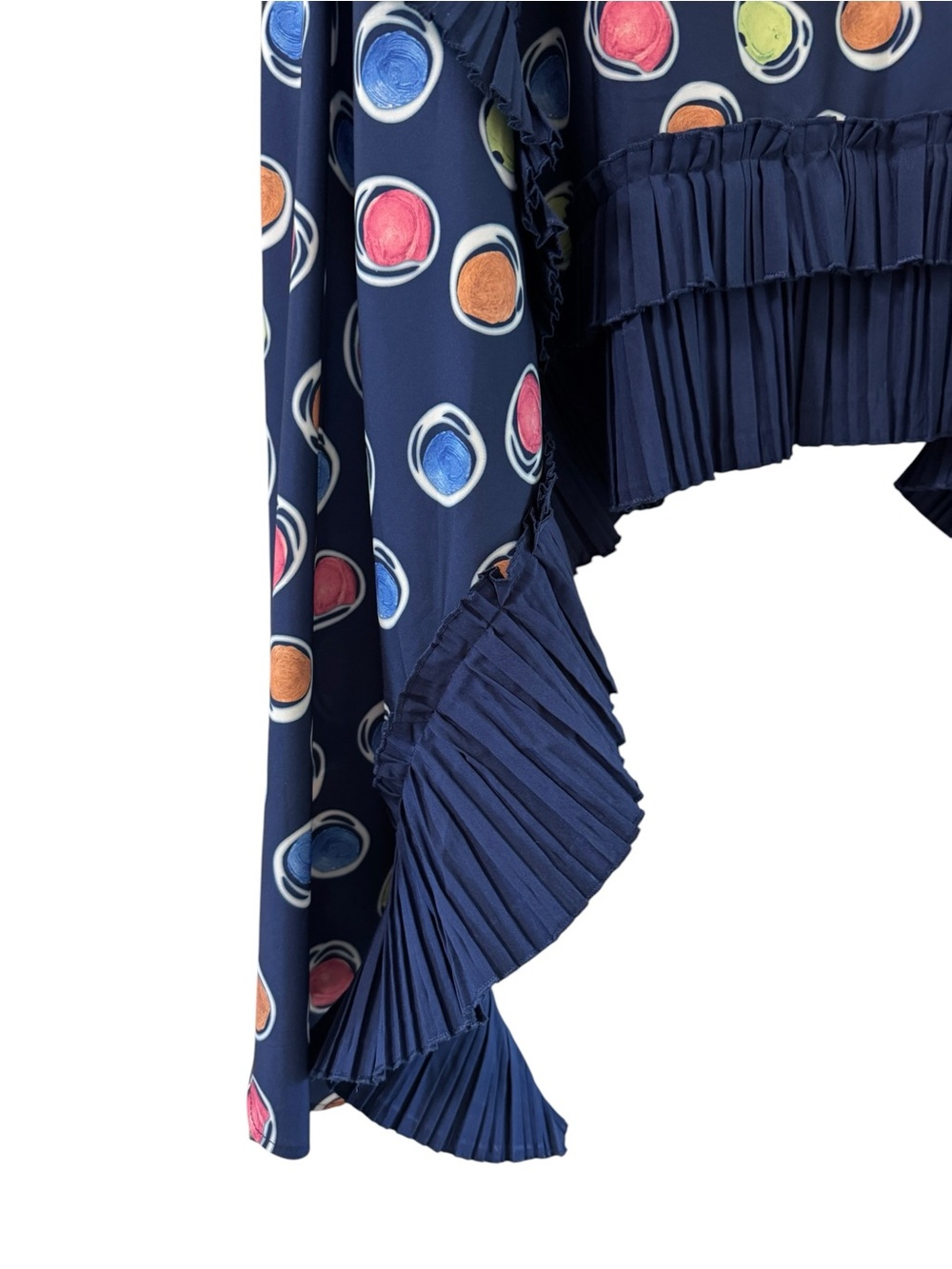 Wowo Asymmetric 3D Dot Mesh Tunic Pleated Ruffle Tank Navy Size XL - Picture 3 of 7